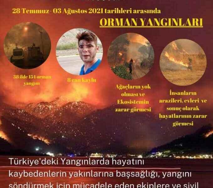 ORMAN YANGINLARININ BİR AN ÖNCE SON BULMASINI TEMENNİ EDİYORUZ